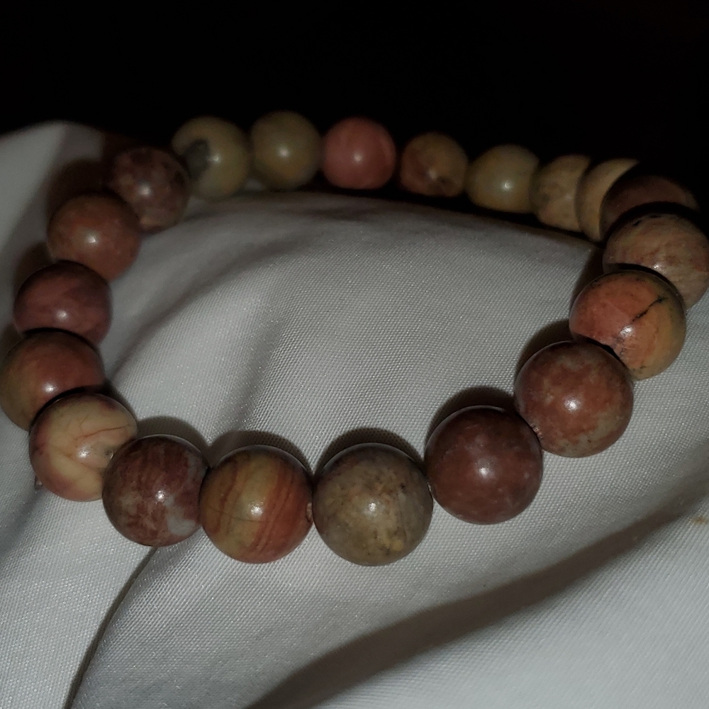 Chinese Jasper Handmade Stretch Bracelet 10 mm